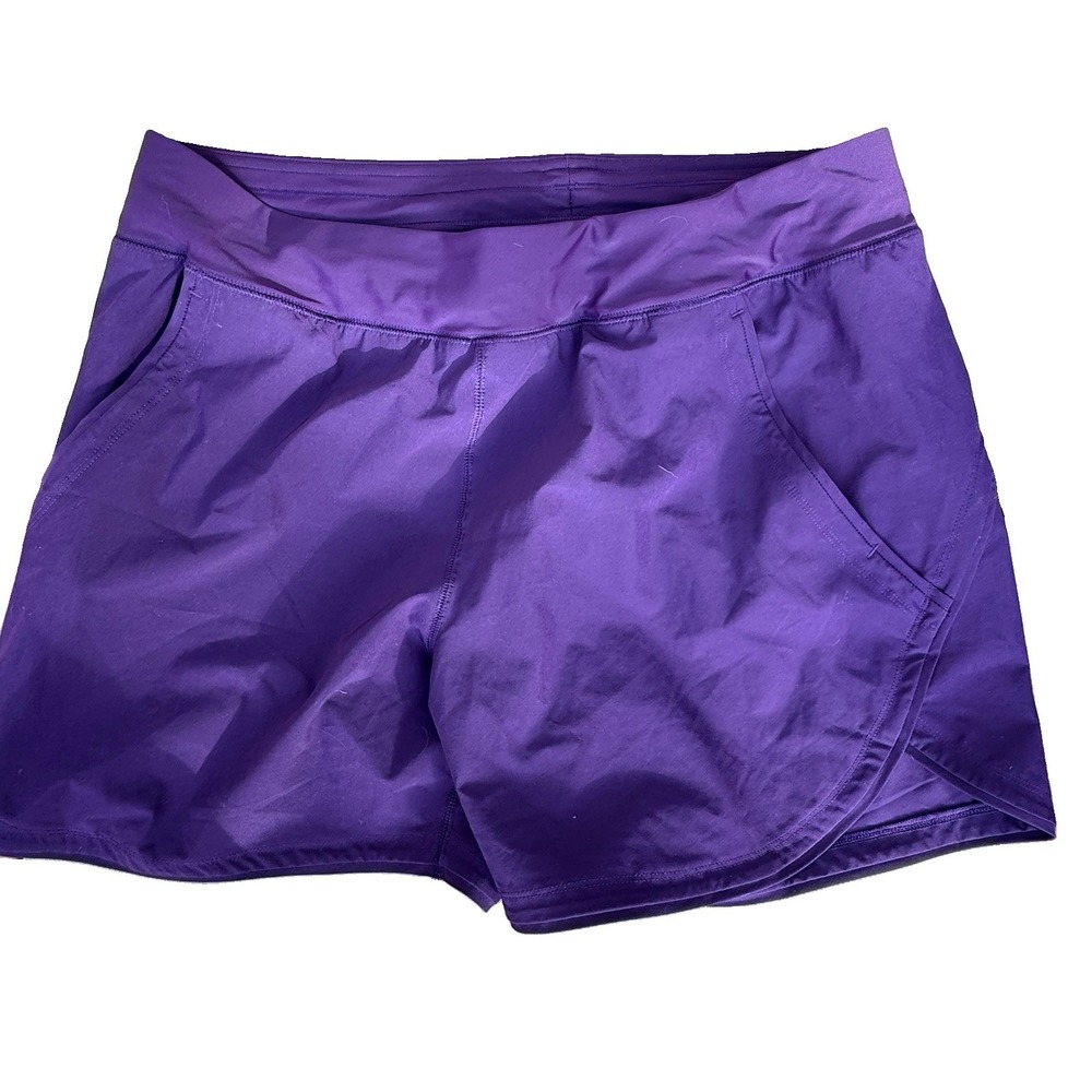 Lands' End Shorts with Briefs Purple 12 Swim Run Nylon Athletic Boating Gym